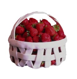 strawberries, blueberries, raspberries, blackberries, apples